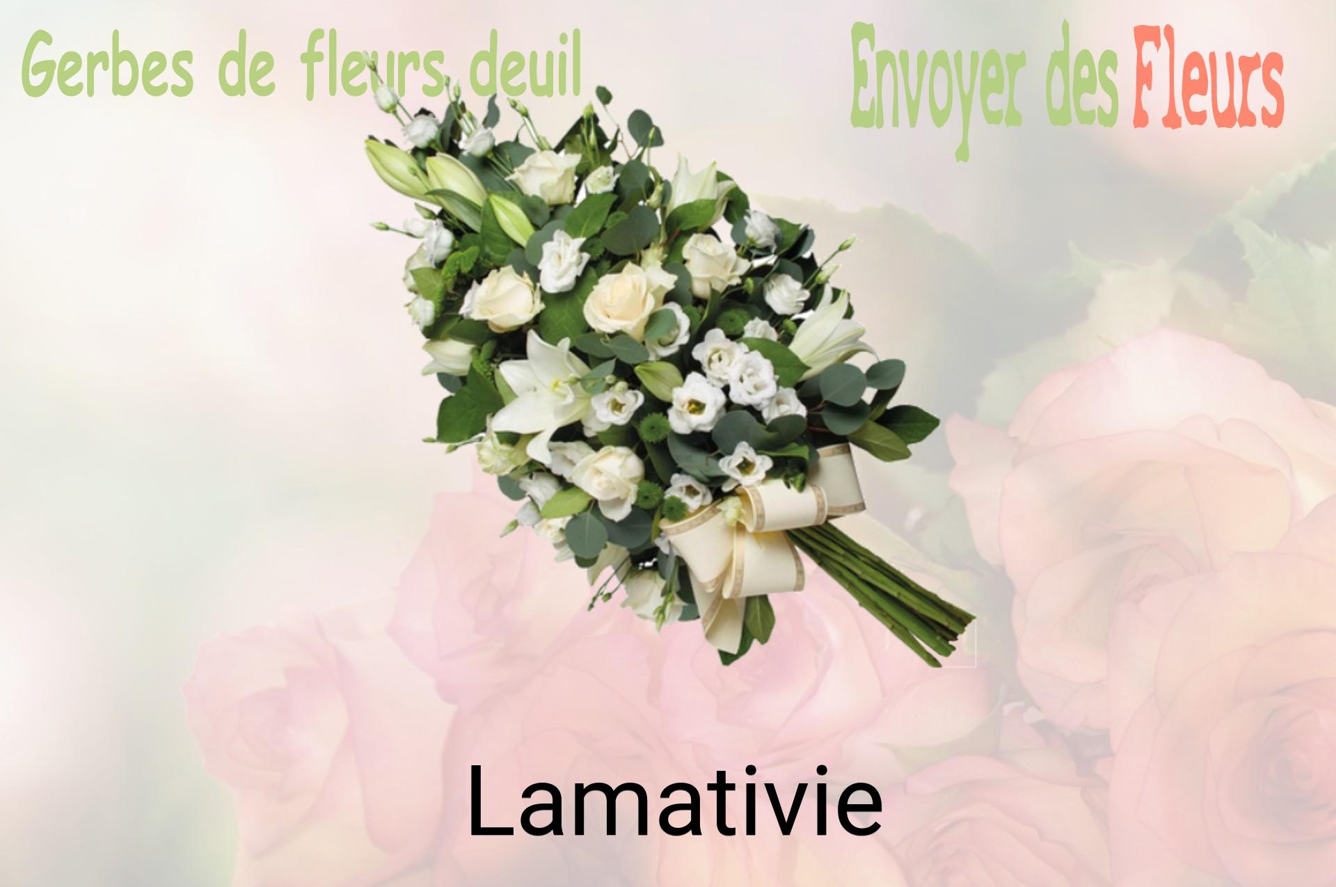 Gerbe de fleurs de deuil livrée à Lamativie